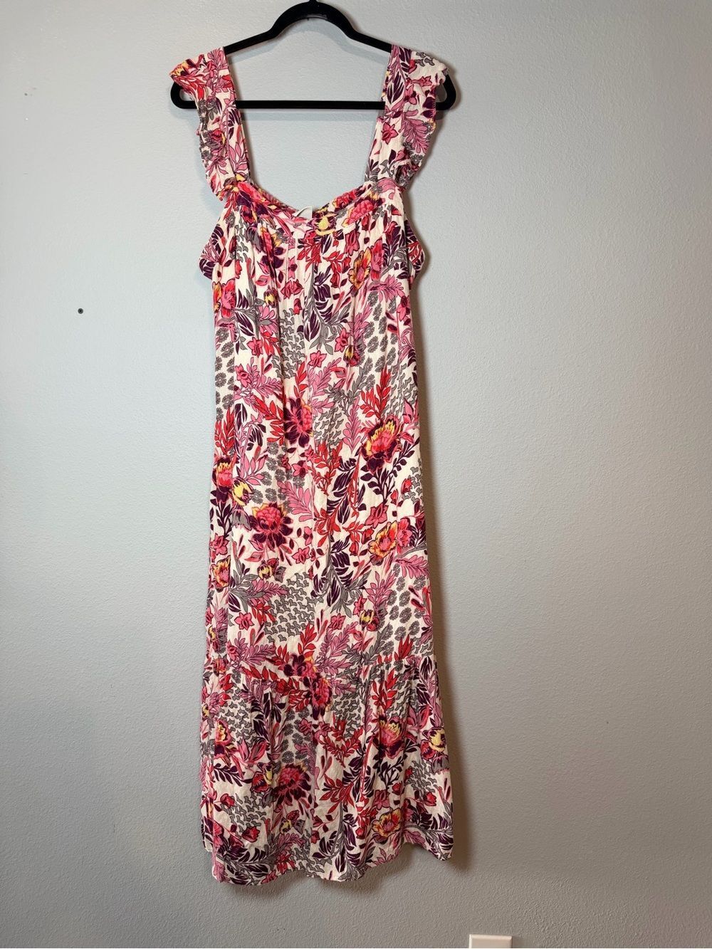 Knox Rose Floral Maxi Dress Pink XXL Ruffle Strap Cottagecore Boho